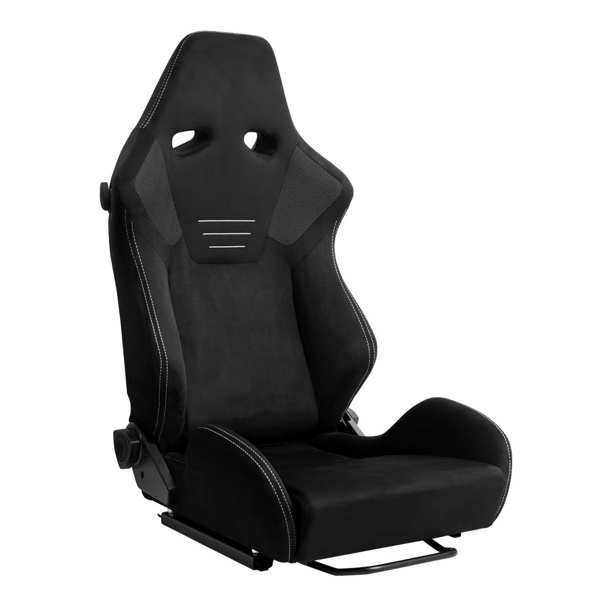 Universal Racing Seat Black Suede With Double Silver Stitch