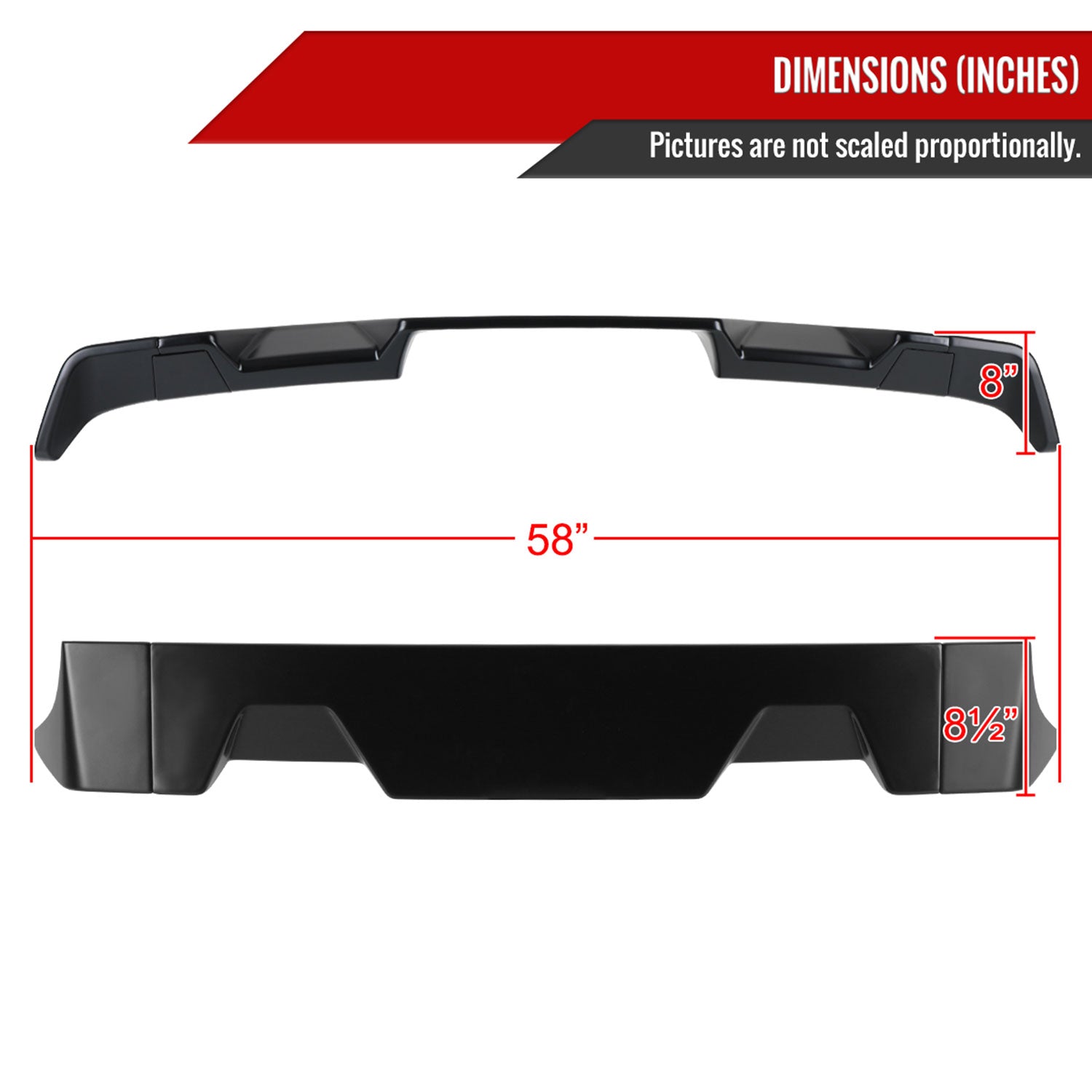 2014-2021 Toyota Tundra Rear Roof Matte Black Truck Spoiler Wing Kit