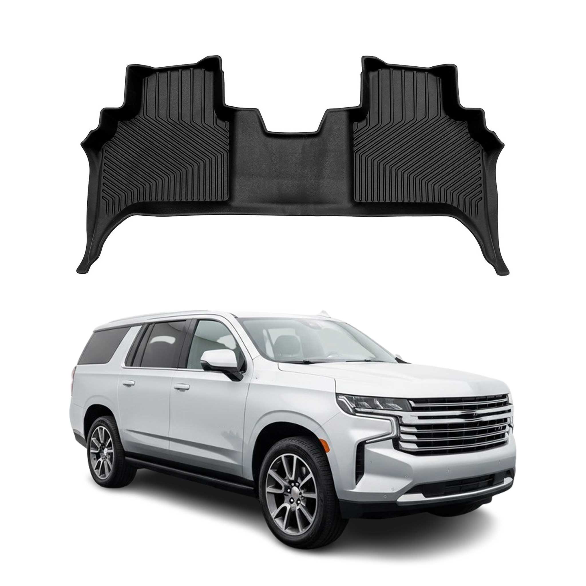 2021-2025 Chevrolet Tahoe Premium Floor Mats Liners First and Second Row Set Black