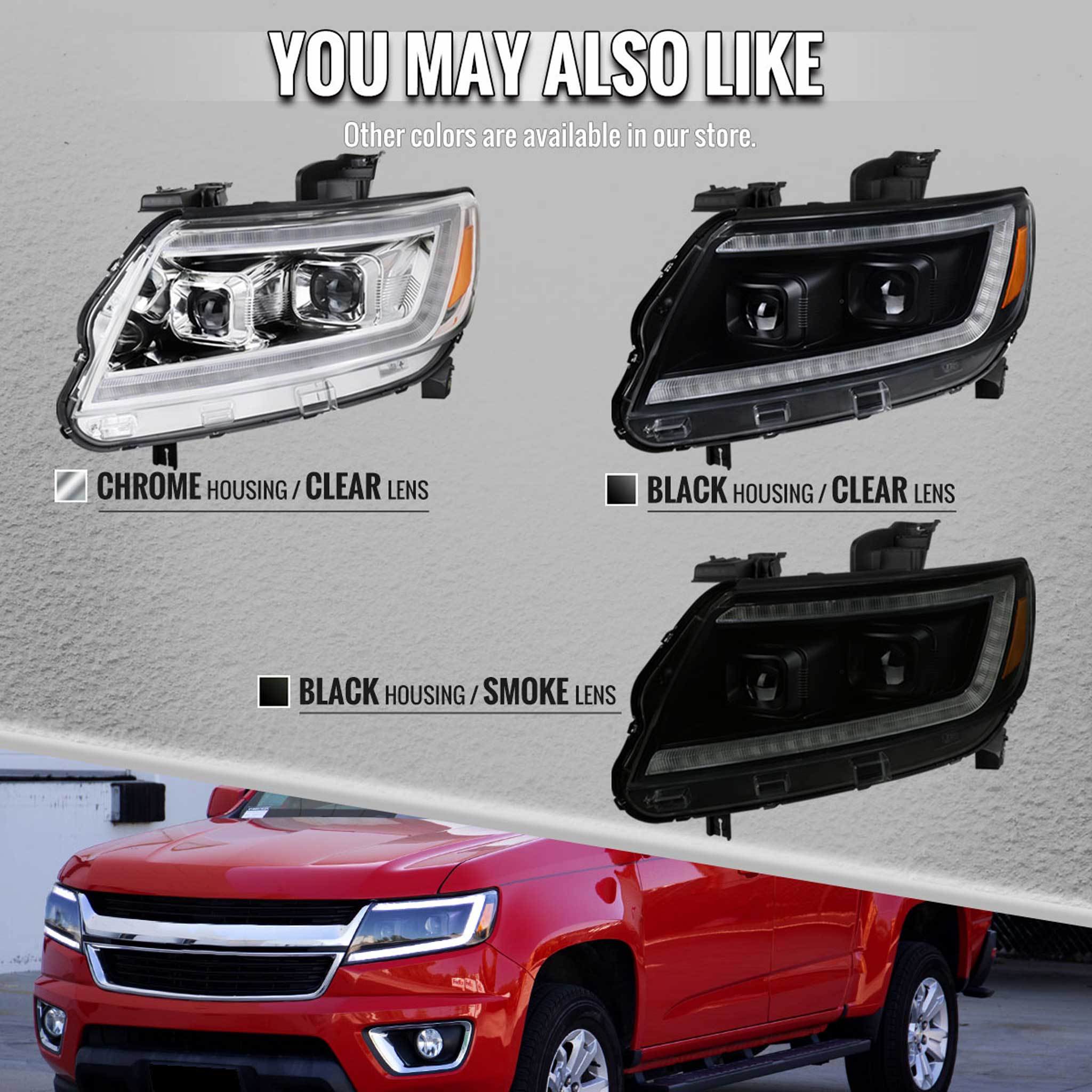 For Chevrolet Colorado 2015-2022 Headlights LED DRL Light Strip Turn Signal Side Marker Black Housing Clear Lens