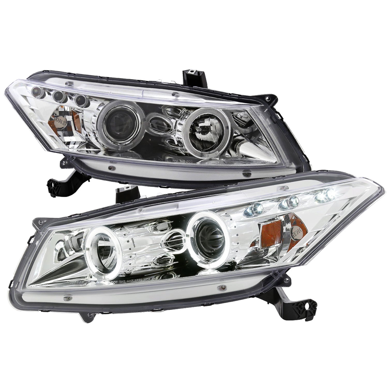 2008-2012 Honda Accord Coupe Dual Halo Projector Headlights Chrome/Clear Lens