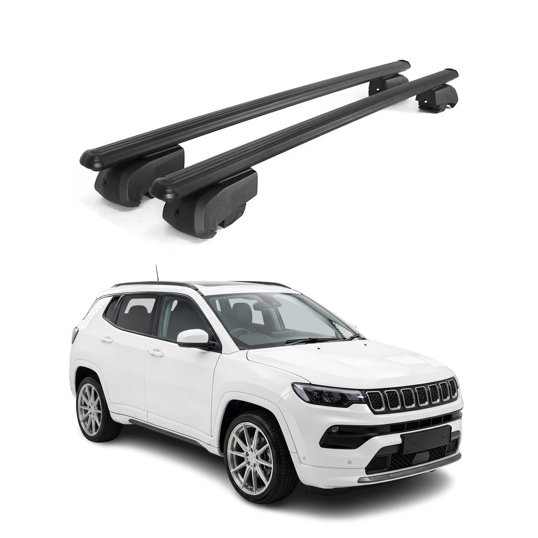 Roof Rack Cross Bars Luggage Carrier for Jeep Compass 3.gen 2026-2027 Black 2Pcs