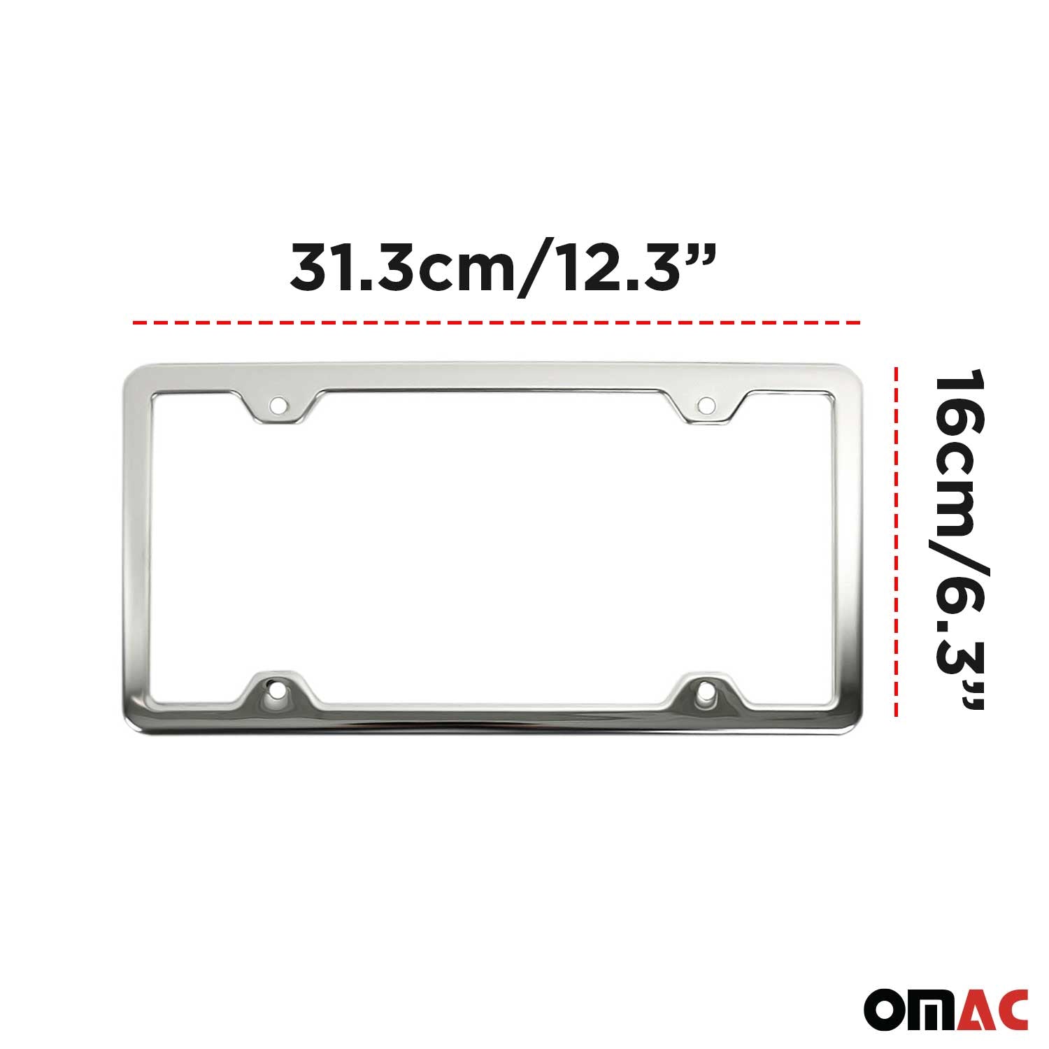 2 Pcs Chrome Stainless Steel License Plate Frame Tag Holder