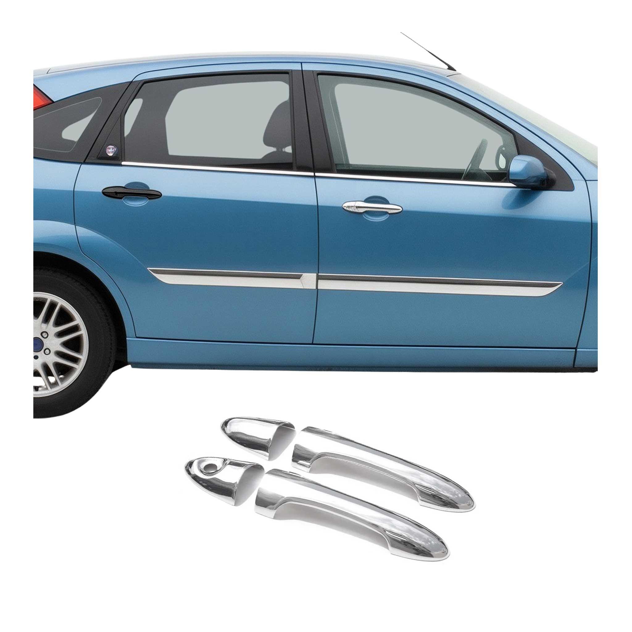 2000-2007 Ford Focus Hatchback Car Door Handle Cover Protector Stainless Steel 4 Pcs