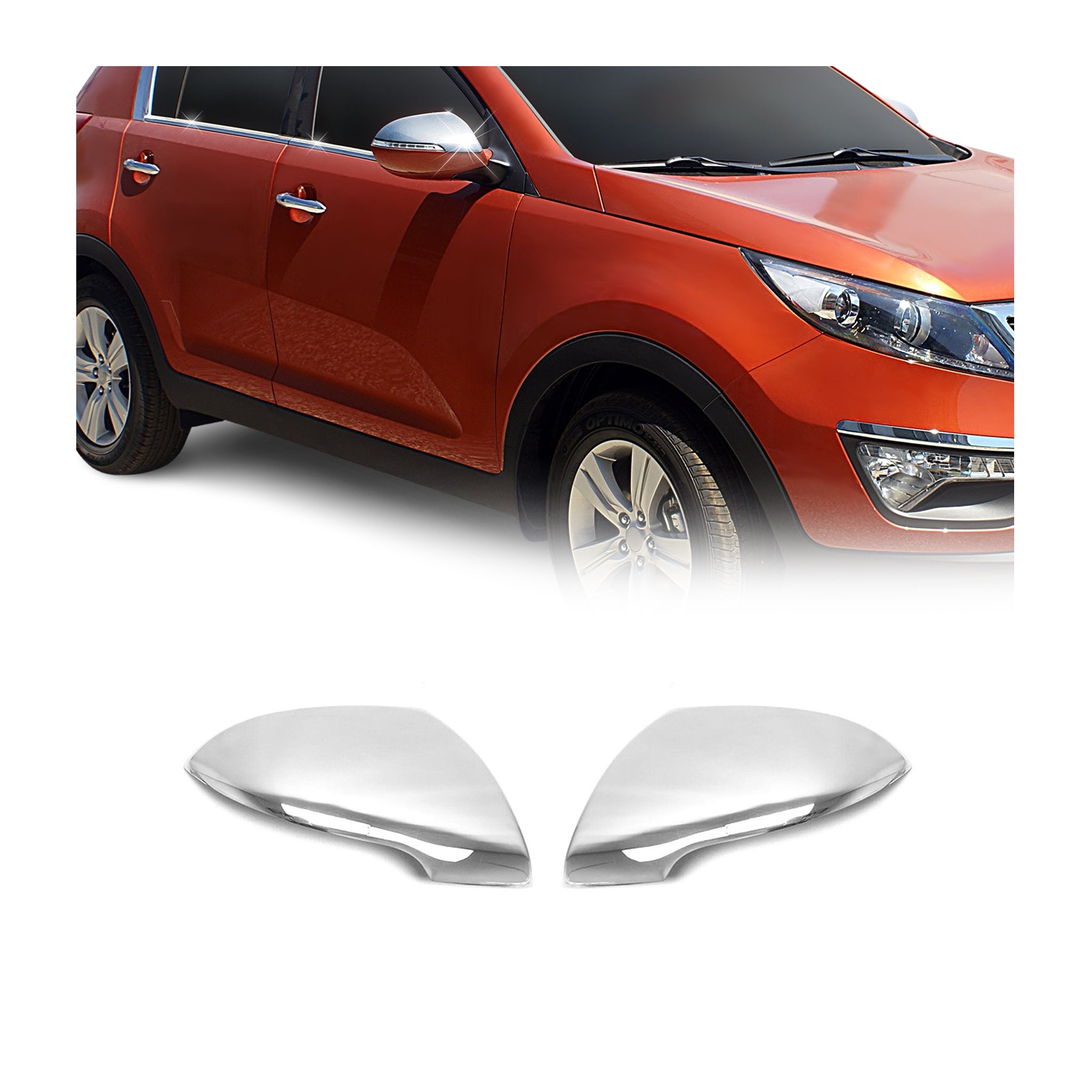 2011-2014 Kia Sportage Side Mirror Cover Caps Stainless Steel Silver 2 Pcs