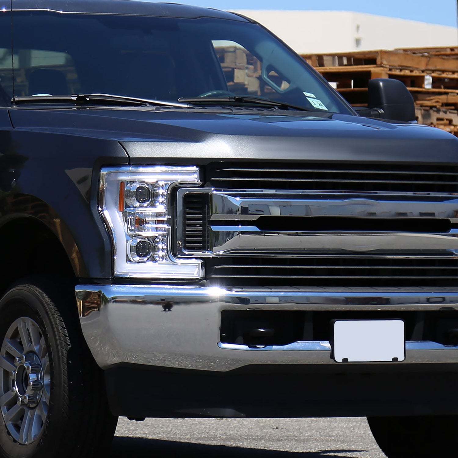 2017-2019 Ford F-250 F-350 F-450 F-550 LED C-Bar Projector Headlights Chrome