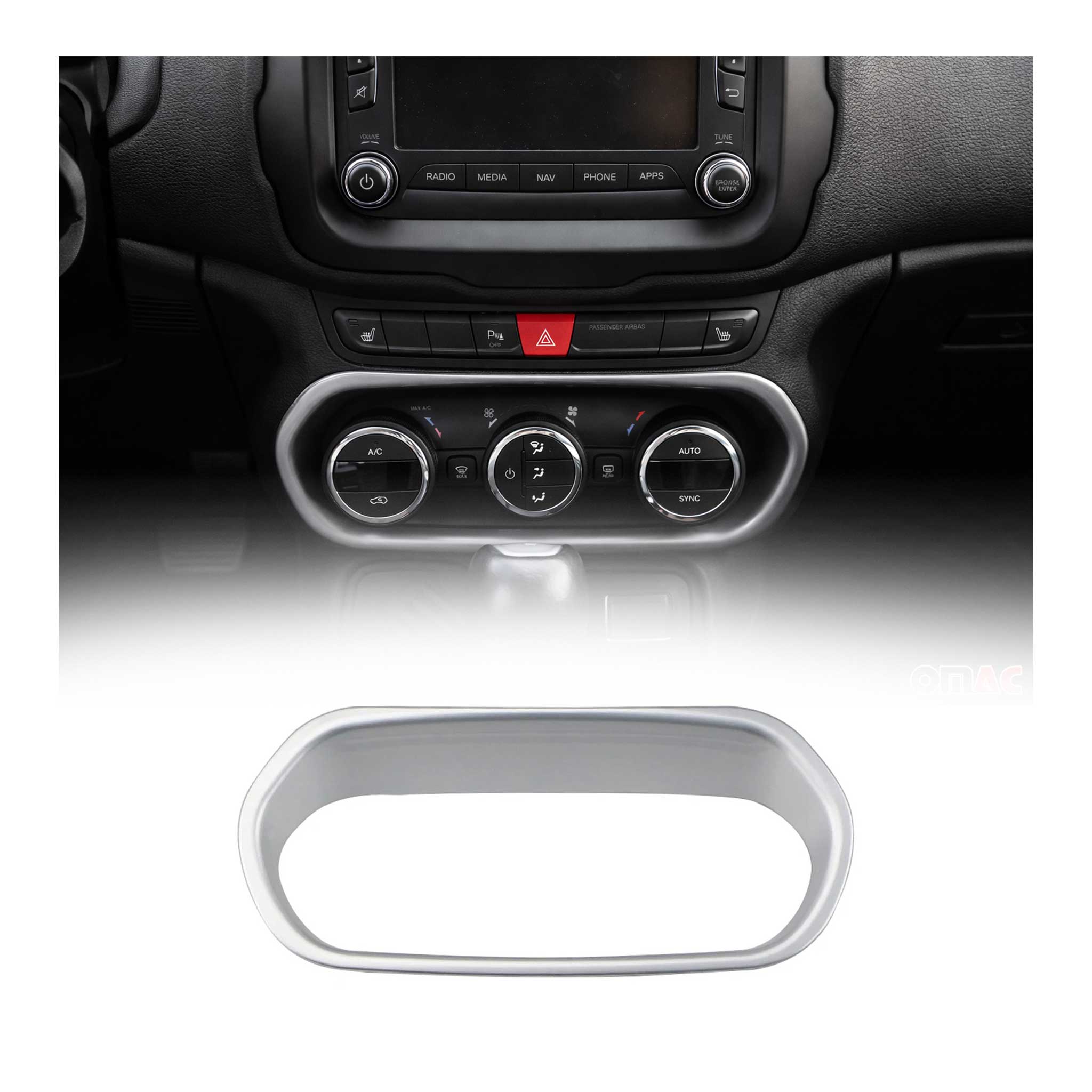 2015-2018 Jeep Renegade Air Condition Switch Trim Frame Matte Silver Chrome