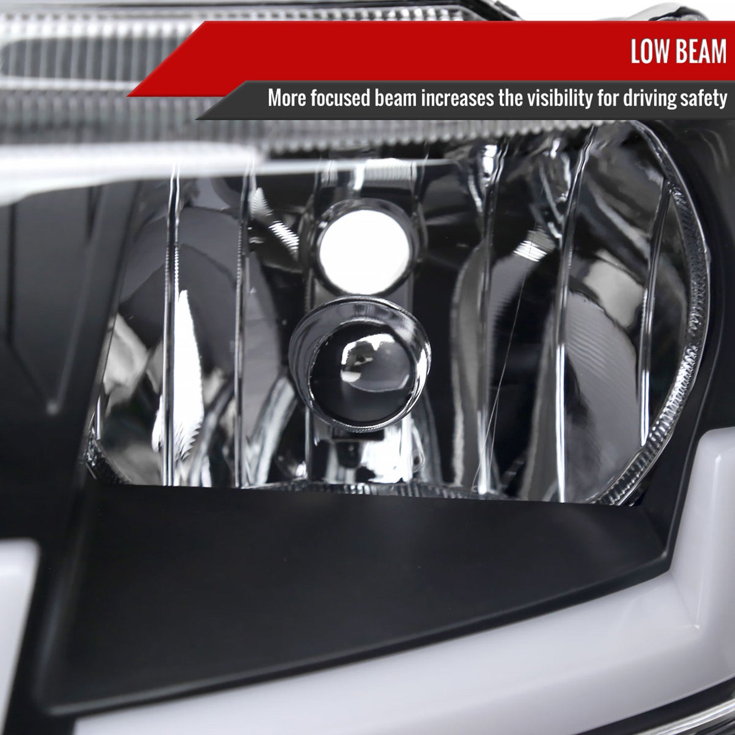 1999-2004 Jeep Grand Cherokee Factory Dual LED Bar Headlights Matt Black/Clear