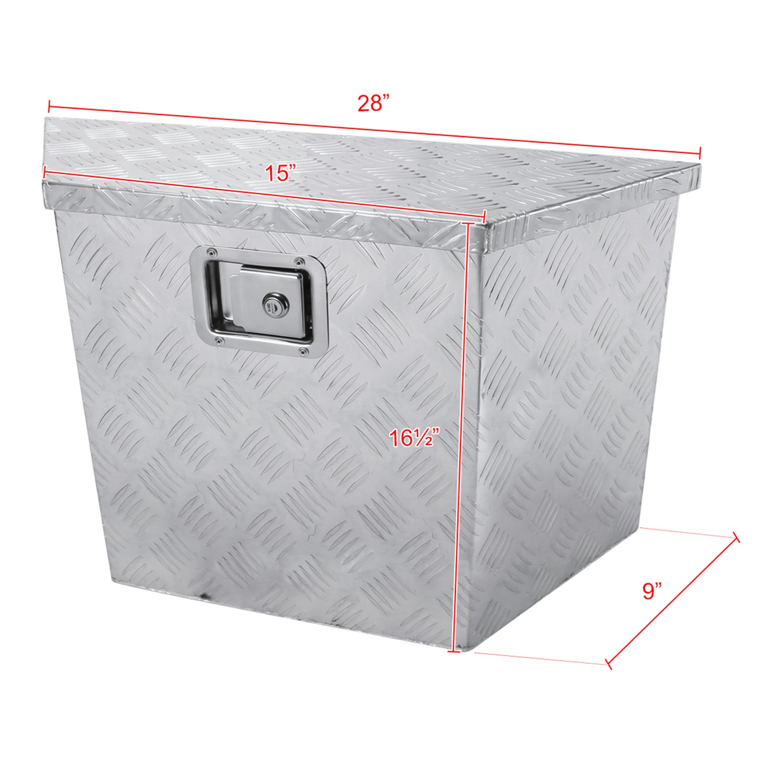 Universal 15~28" Heavy Duty Alu Truck Trailer Tongue Tool Box w/Lock & Keys
