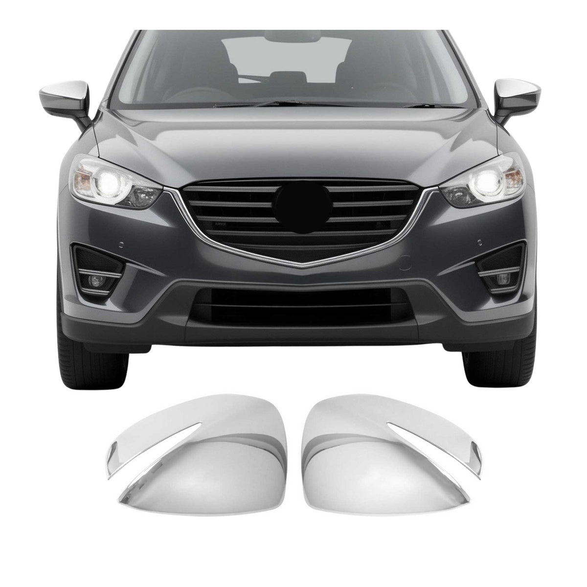 2017-2025 Mazda CX-5 2.gen Side Mirror Cover Caps Chrome Silver 2 Pcs