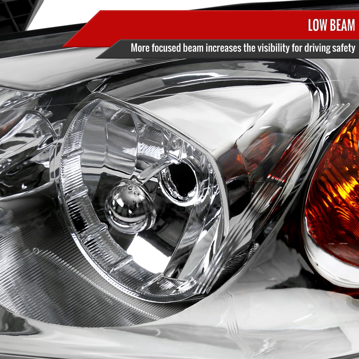 2005-2010 Pontiac G6 Factory Style Headlights w/ Amber Reflectors Chrome/Clear