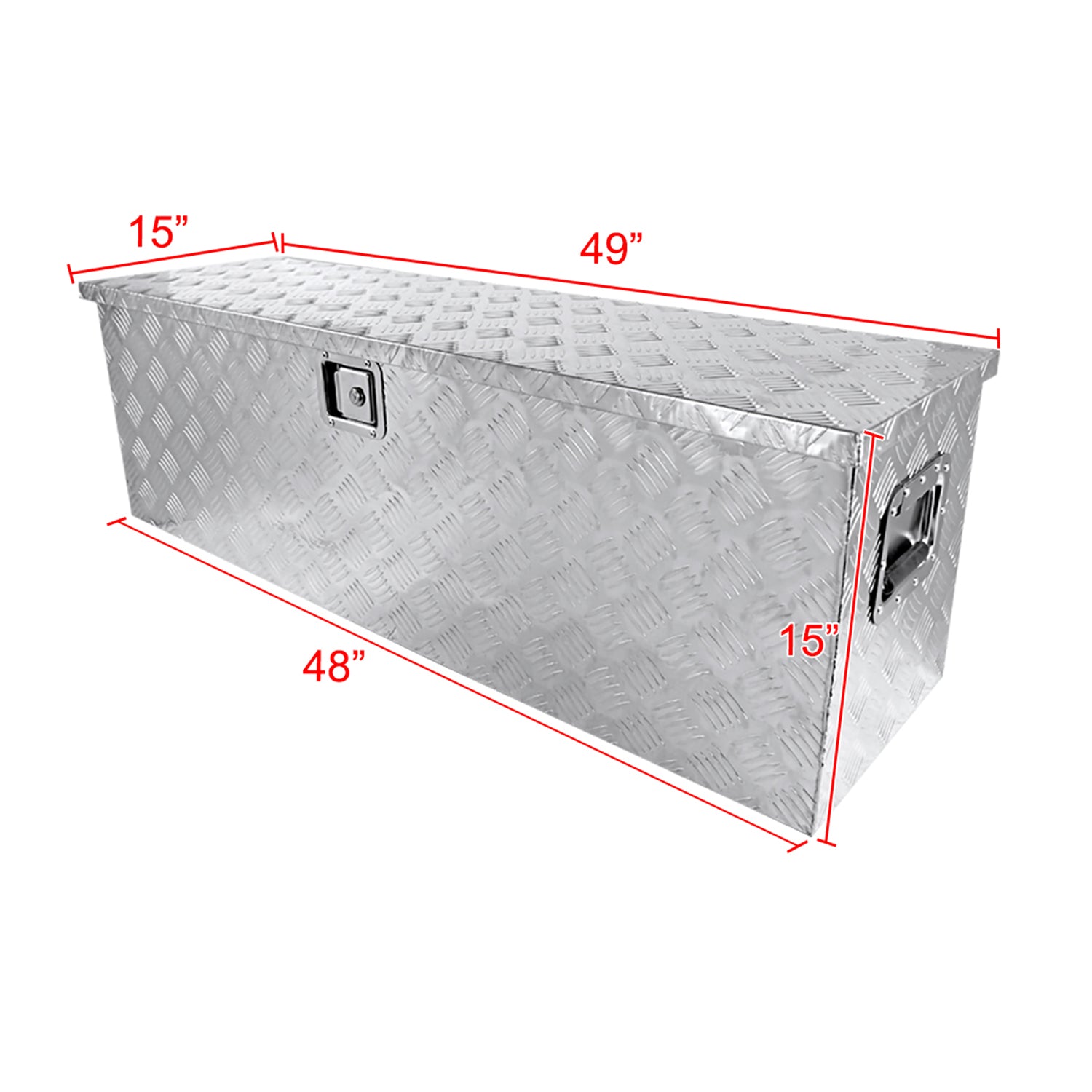 Universal 49" Heavy Duty Silver Alu Truck Tool Box w/ Side Handles Lock & Keys