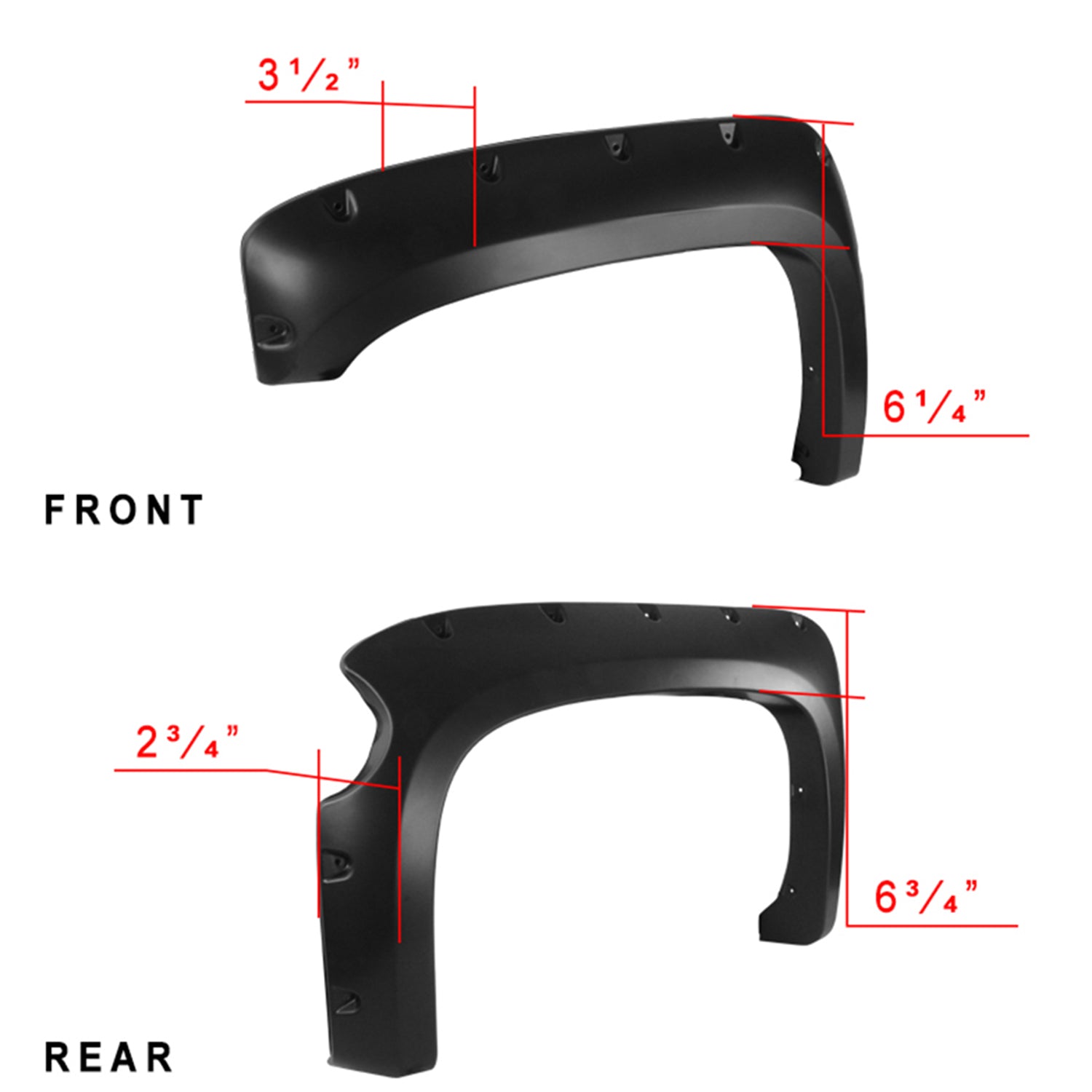 2014-2018 Chevy Silverado 2500HD/3500HD Short Bed Smooth Rivet Fender Flares