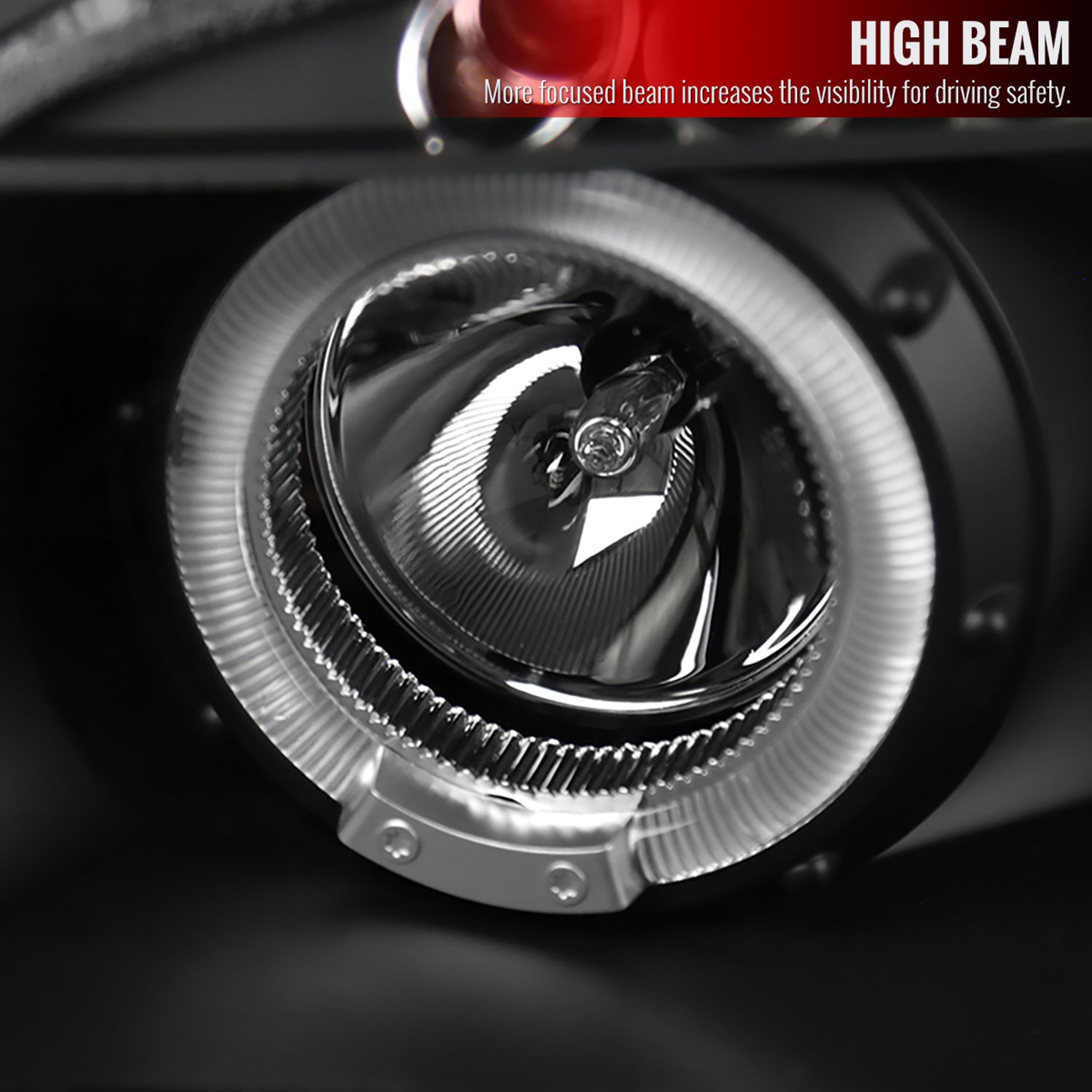 2000-2001 Nissan Maxima Dual Halo Projector Headlights Matte Black/Clear Lens