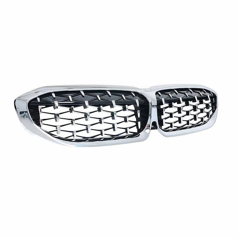 2019-2024 BMW 3 Series G20 Sedan Front Kidney Grille Glossy Black & Silvery Meteor