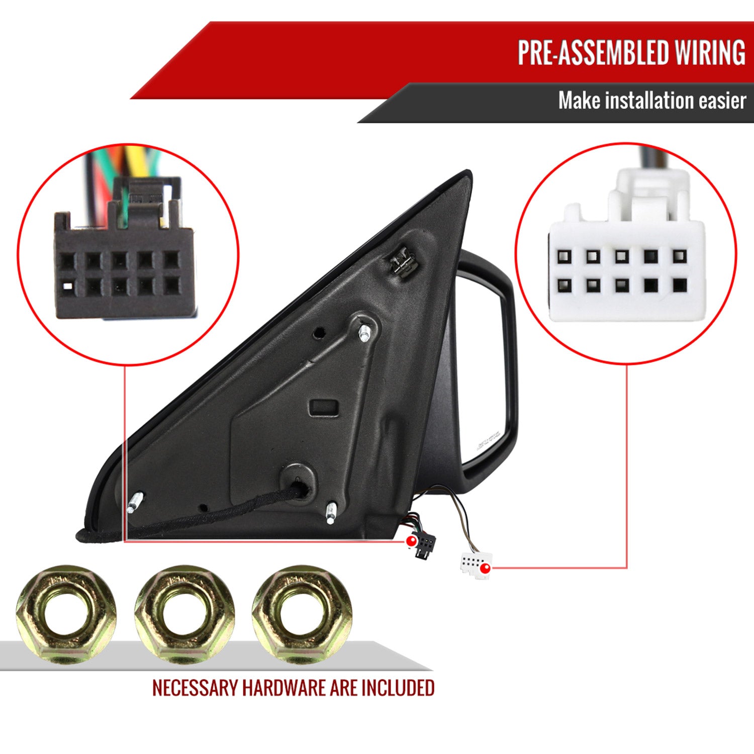 2013-2019 Dodge RAM Black Auto-Fold & Heated Side Mirror Turn Signal Passenger