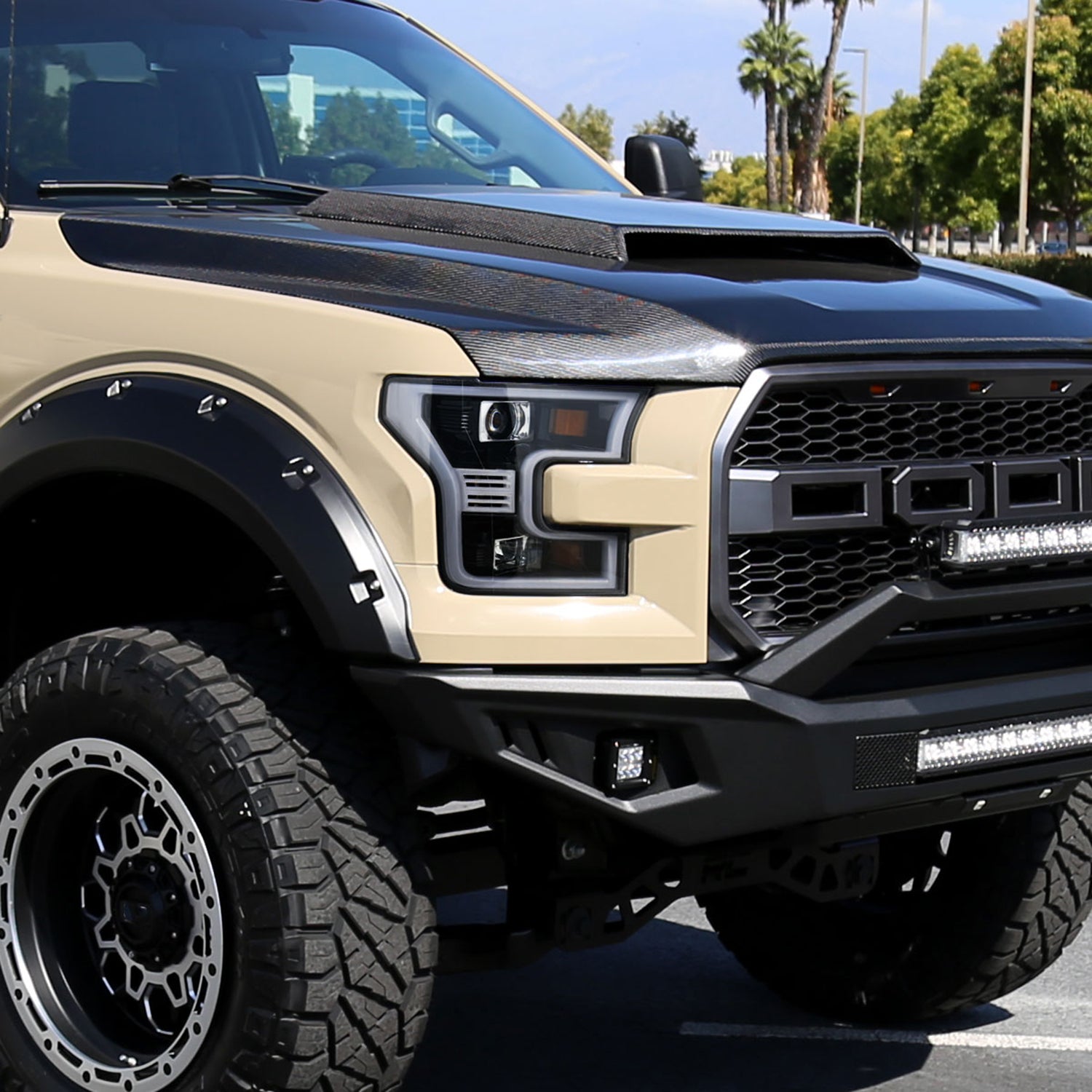 2015-2017 Ford F-150 LED Bar Projector Headlights Jet Black/Clear Lens