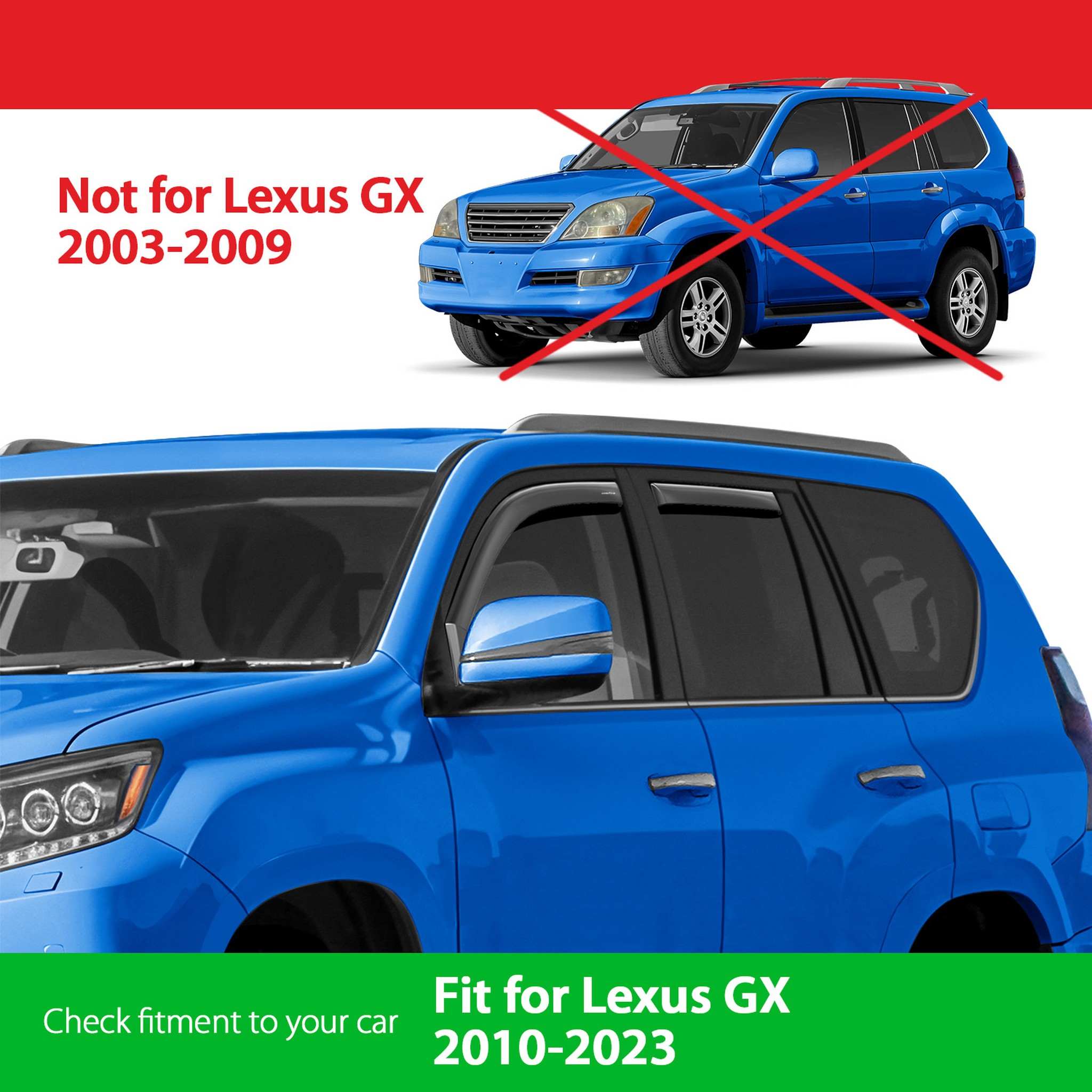 Goodyear Wind Deflectors for Lexus GX 460 2010-2023 In-channel Premium Smoke 4x