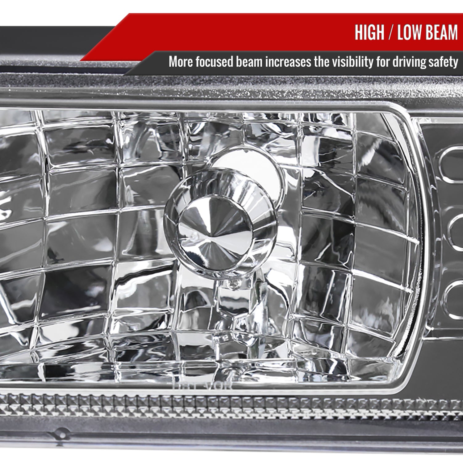 1987-1993 Ford Mustang Crystal Headlights Chrome Housing/Clear Lens