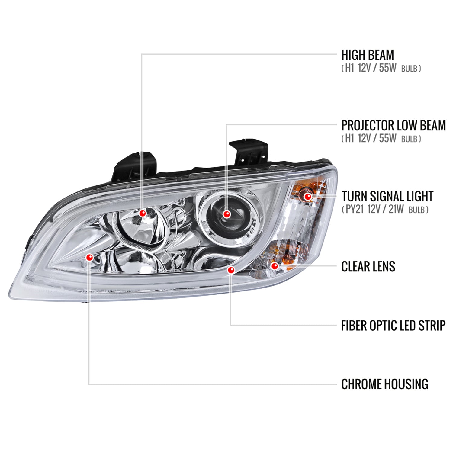 2008-2009 Pontiac G8 LED Bar Projector Headlights Chrome Housing/Clear Lens