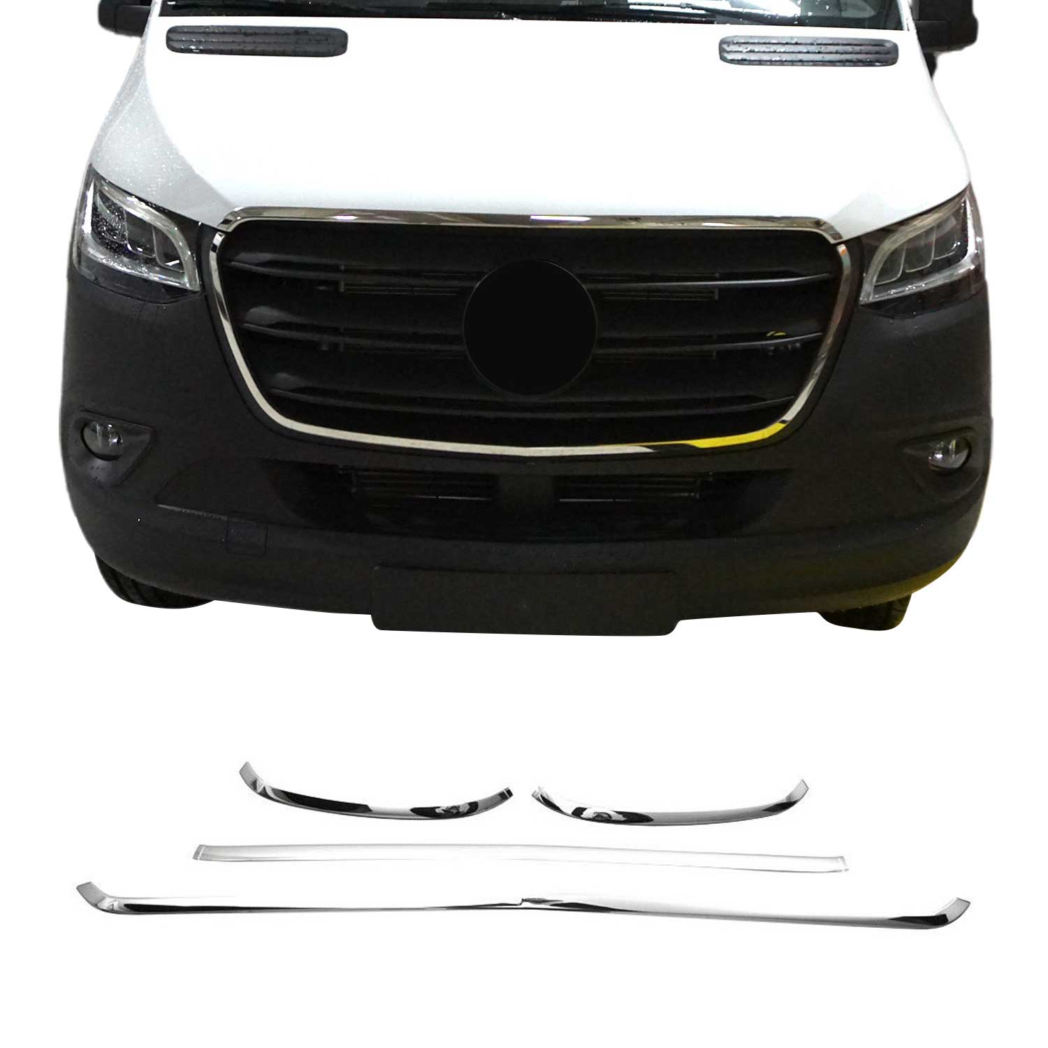 2019-2025 Mercedes Sprinter W907 910 Front Bumper Grill Trim Stainless Steel 4x