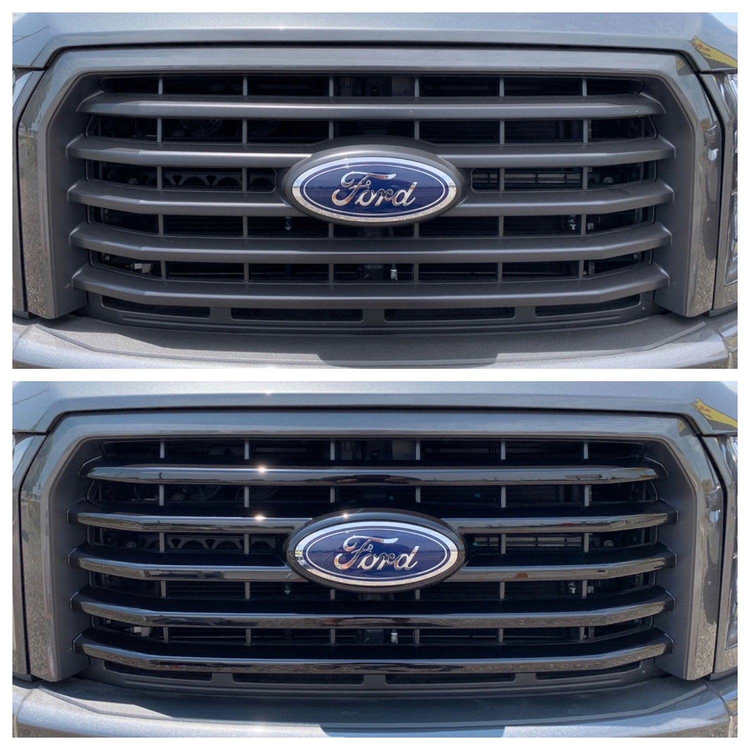 2015-2017 Ford F-150 Grille Overlay Gloss Black 4Pcs ABS Plastic