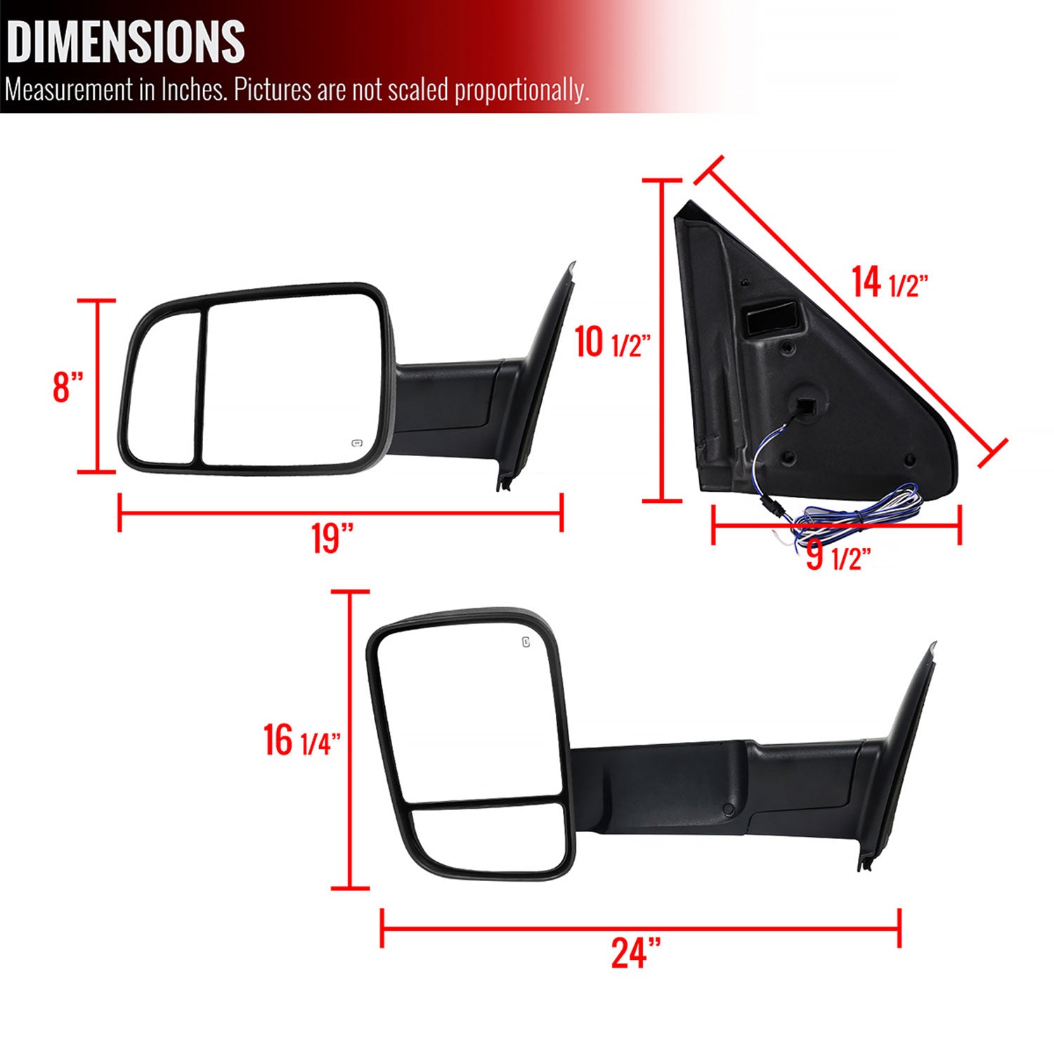 2002-2009 Dodge RAM 1500/2500/3500 Manual Foldable Side Mirrors & Turn Signal