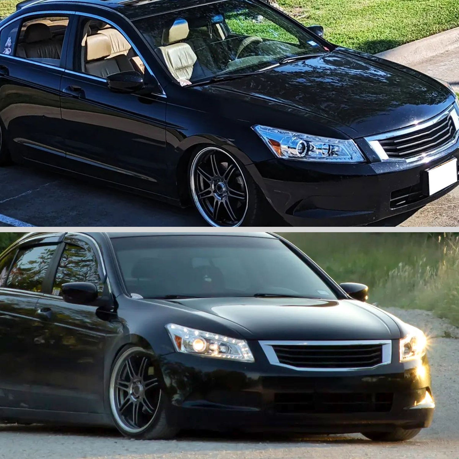 2008-2012 Honda Accord Sedan Single Halo Headlights LED Light& Signal Chrome