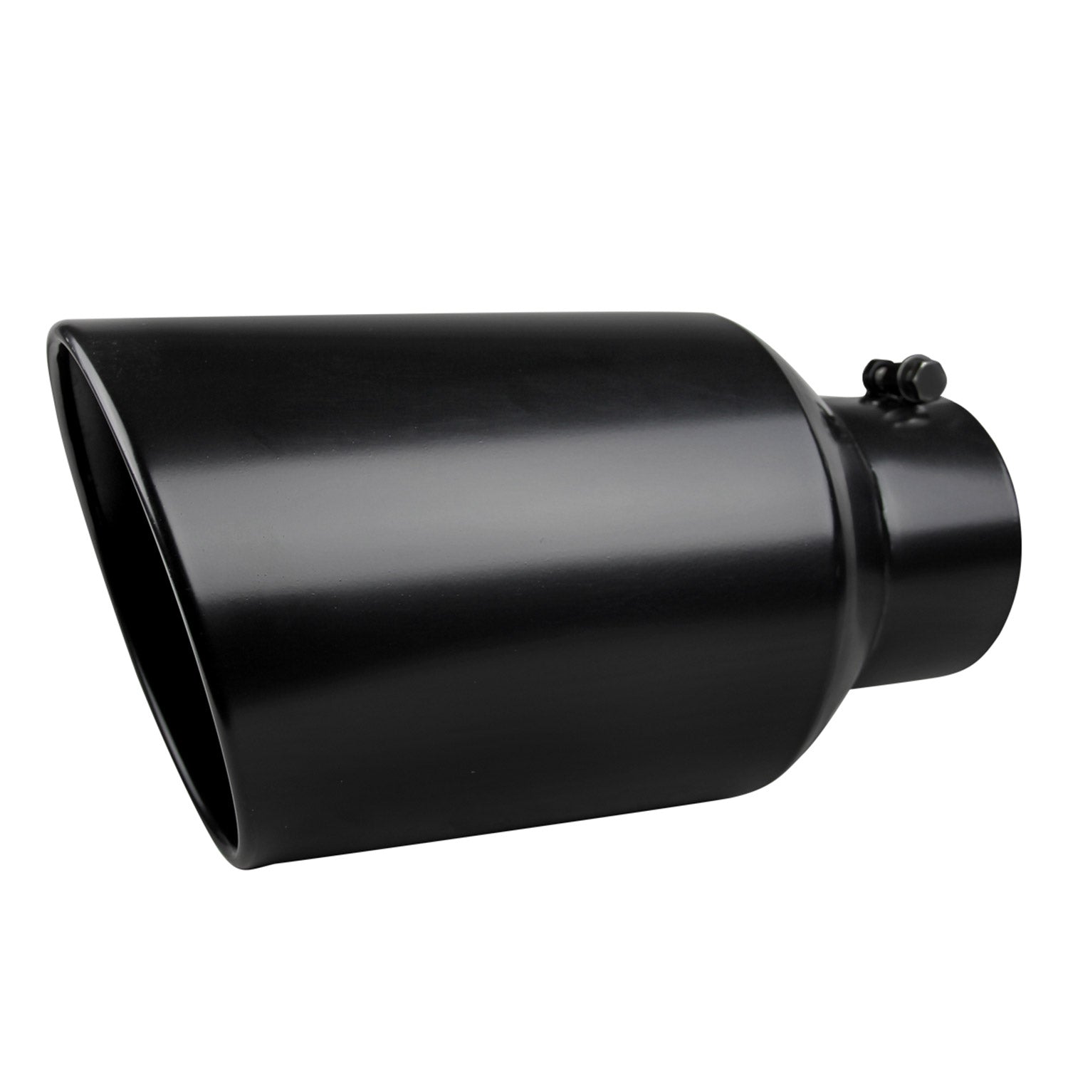 Universal 5" Inlet/8" Outlet Black Stainless Steel Bolt-On Angled Exhaust Tip
