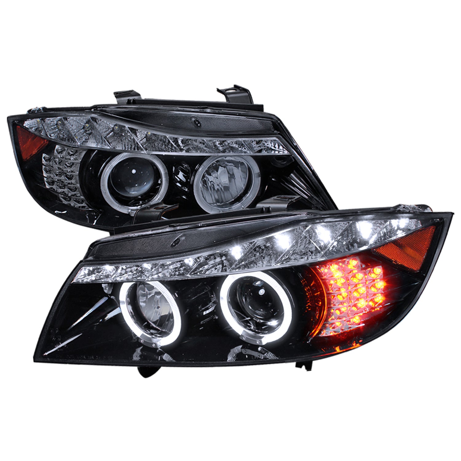 2006-2008 BMW E90 3 Series Dual Halo Headlights LED Light&LED Signal Lights