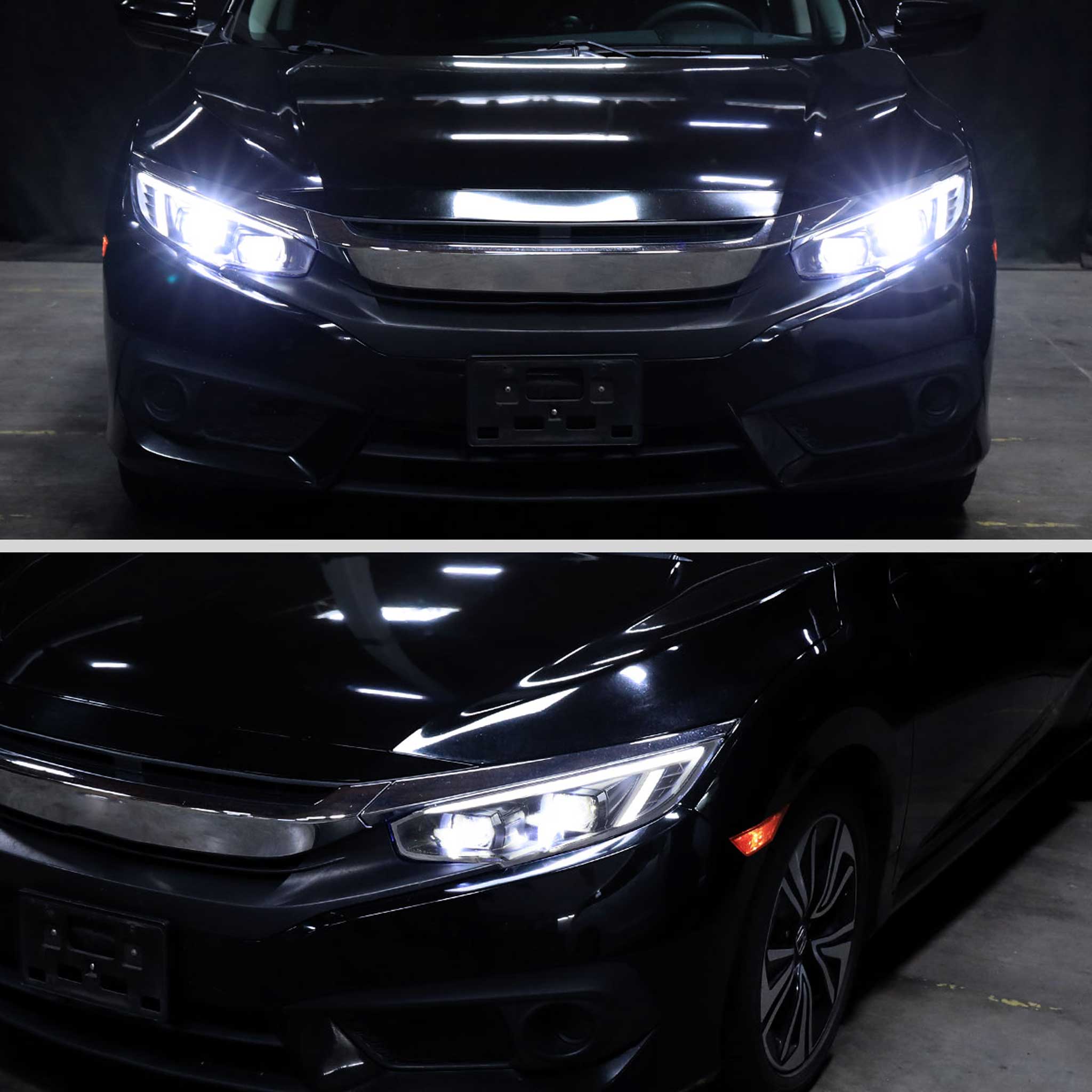 For Honda Civic 2016-2021 Full LED Projector Headlights Sequential DRL Black Smoked Lens Glossy
