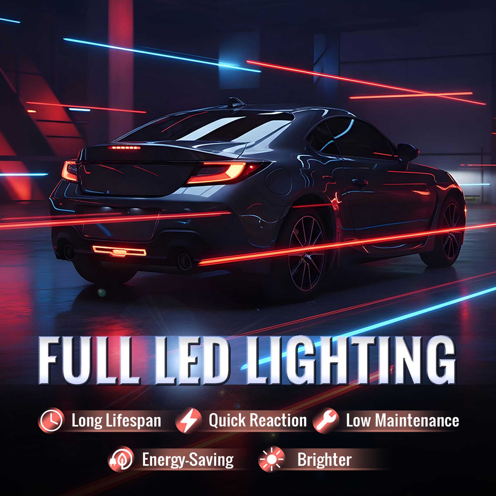 For Toyota GR86 / Subaru BRZ 2022-2024 Rear Bumper Full LED 4th Reverse Tail Brake Light Jet Black Housing Clear Lens