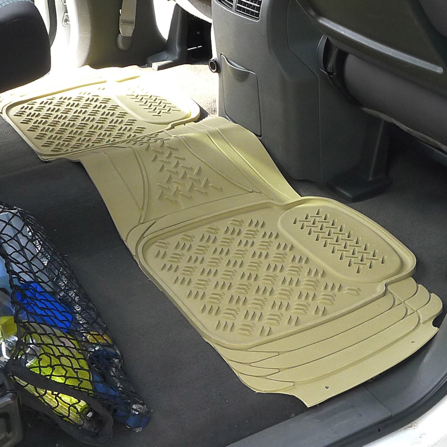 Universal fit Rubber Car Floor Mats Trunk Cargo Liner All Weather 5Pcs Beige