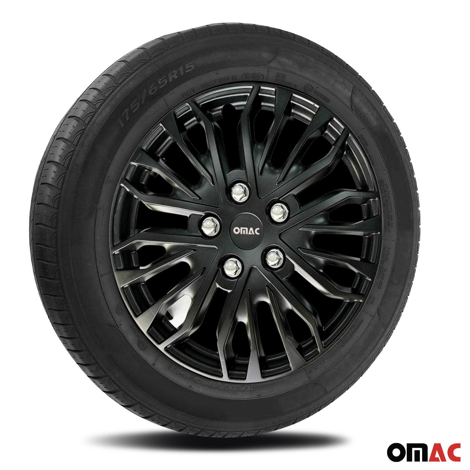 Rimini Hub Caps Wheel Cover 14" Matt Black & Grey Full Set 4 pcs.