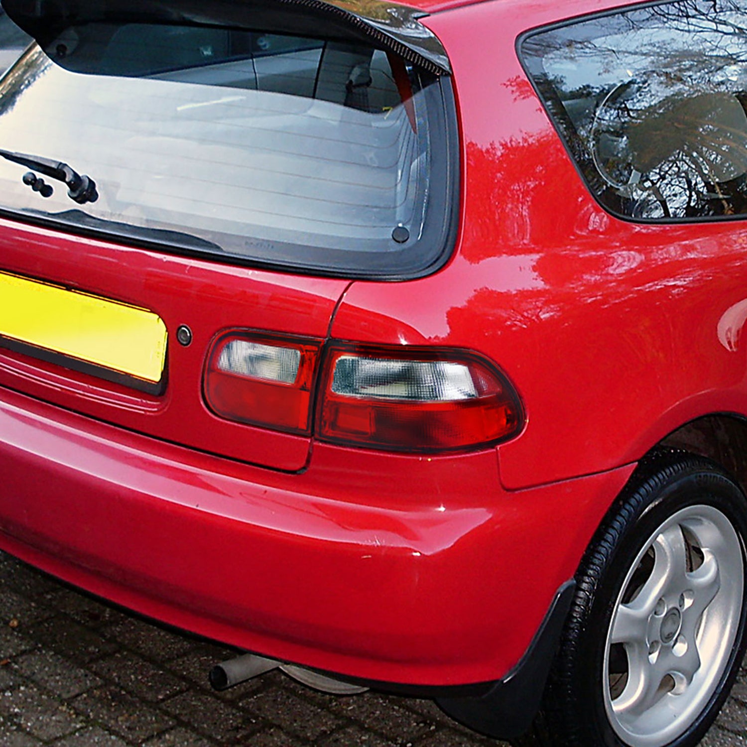 1992-1995 Honda Civic 3DR Hatchback Tail Lights Chrome/Red Clear Lens