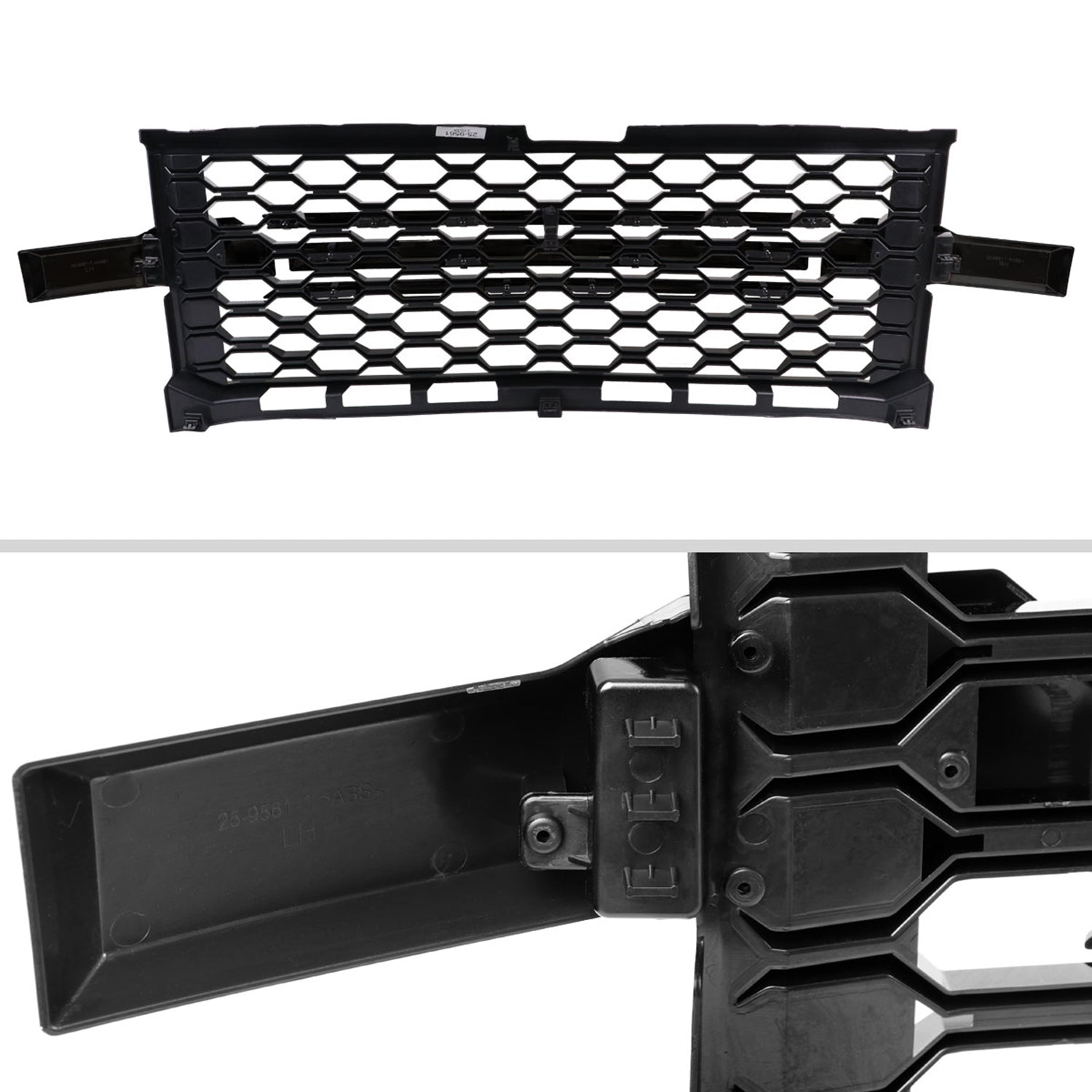 2019-2022 Chevrolet Silverado 1500 WT Glossy Black Honeycomb Hood Grille