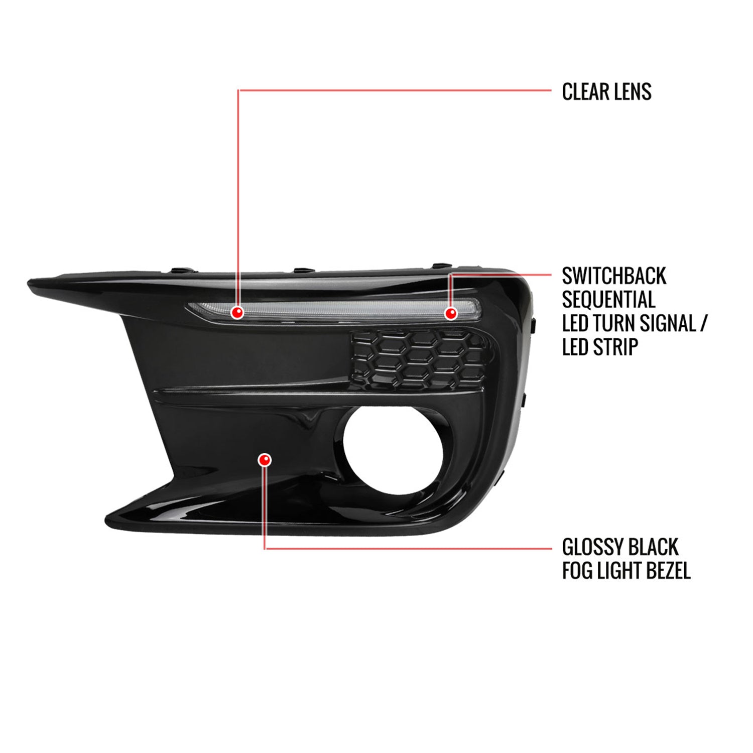 2018-2021 Subaru Impreza WRX STI LED Signal Fog Light Bezels Glossy Black