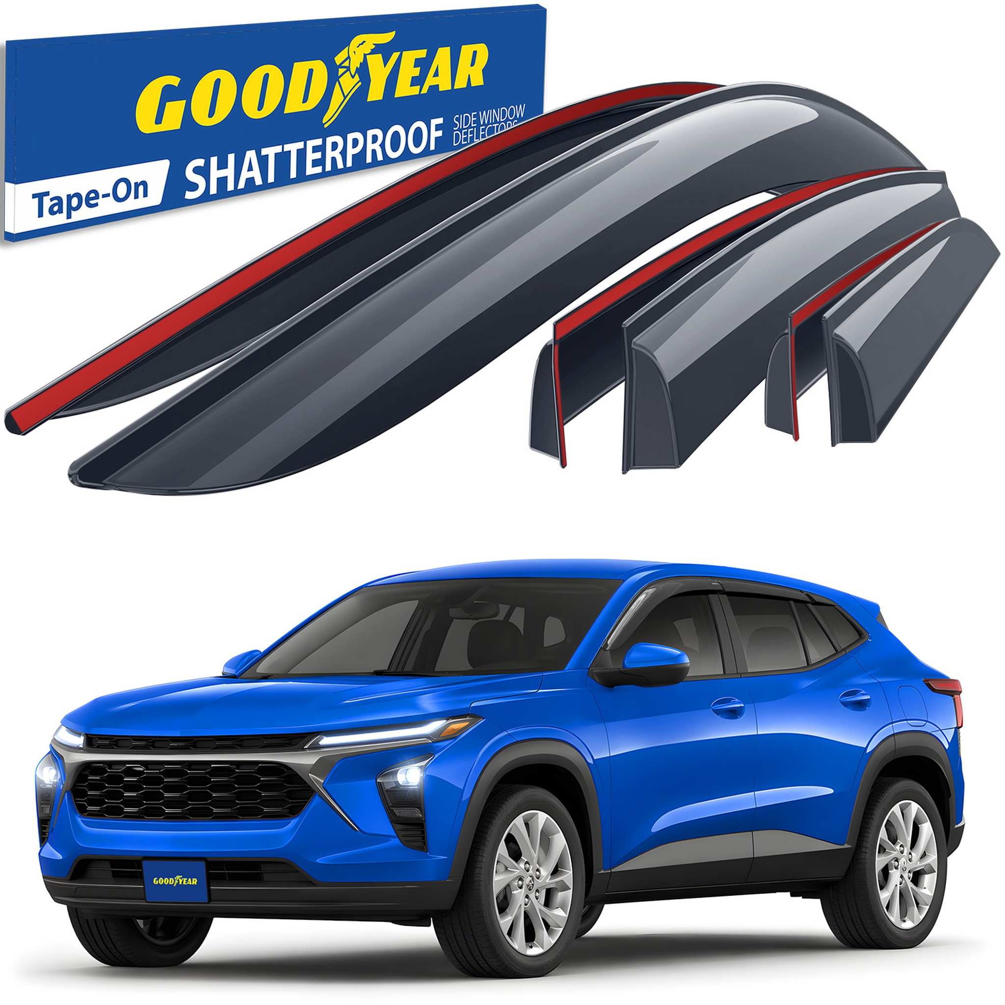 Goodyear Wind Deflectors for Chevrolet Trax 2024-2026 Tape-On Premium Smoke 6Pcs