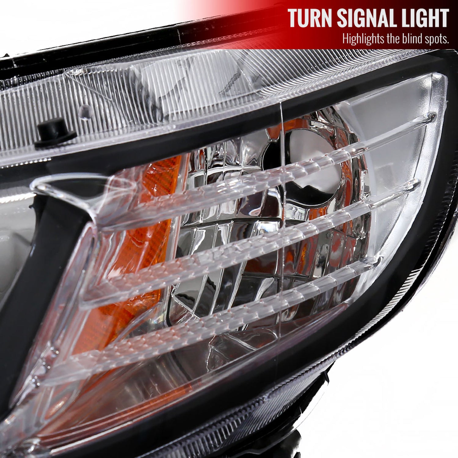 2006-2011 Honda Civic 4DR Sedan Factory Headlights LED Strip Matt Black/Clear