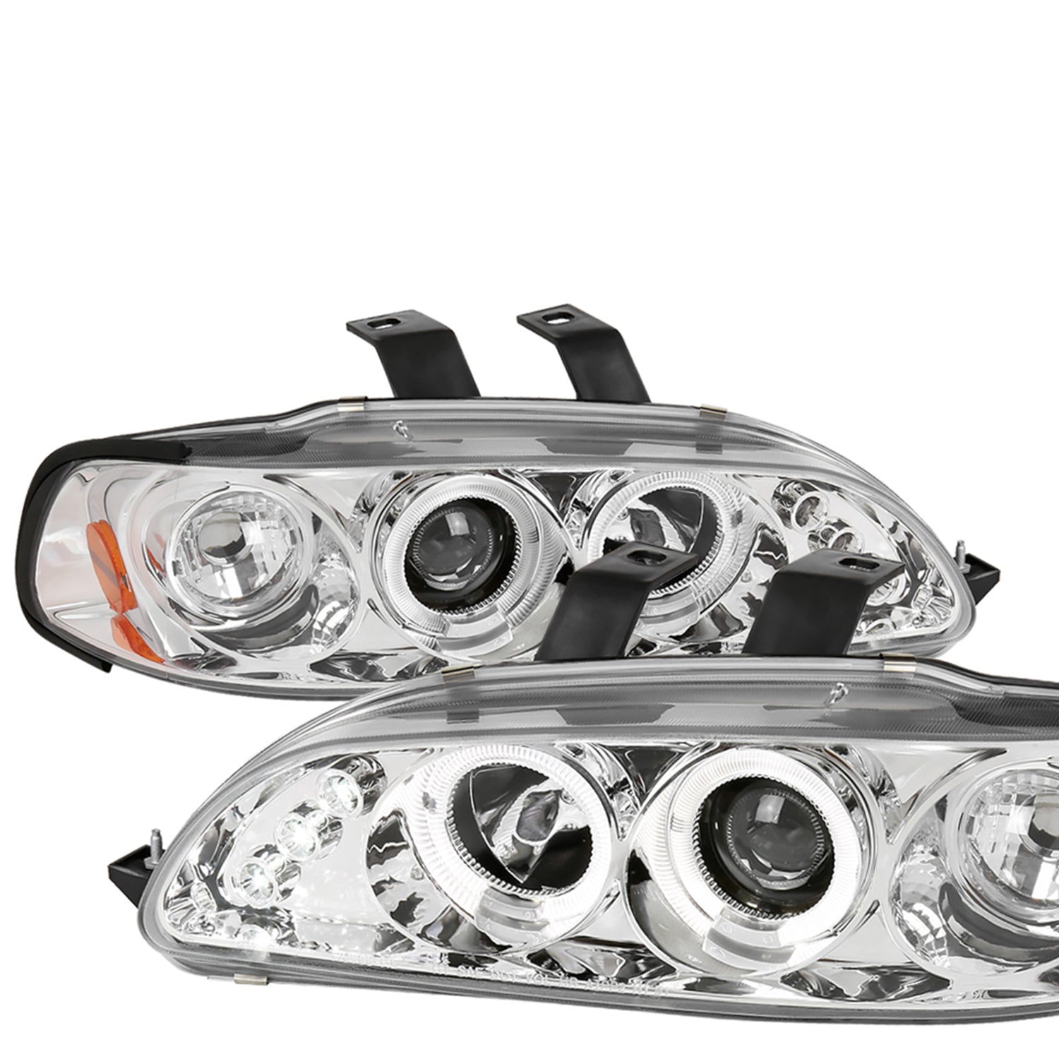 1992-1995 Honda Civic Dual Halo Projector Headlights Chrome/Clear Lens