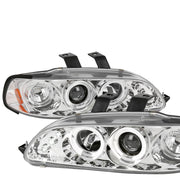 1992-1995 Honda Civic Dual Halo Projector Headlights Chrome/Clear Lens