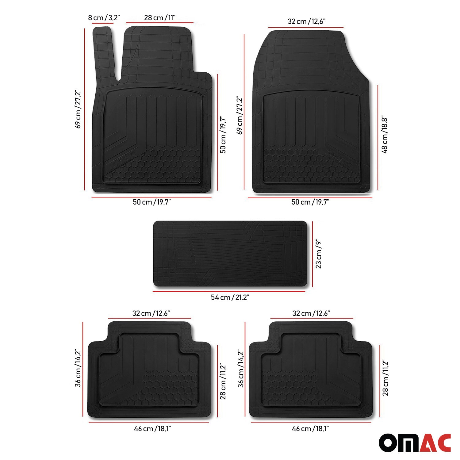 2009-2020 Dodge Journey Heavy Duty Trim to fit Floor Mats Liner Black All Weather 5 Pcs
