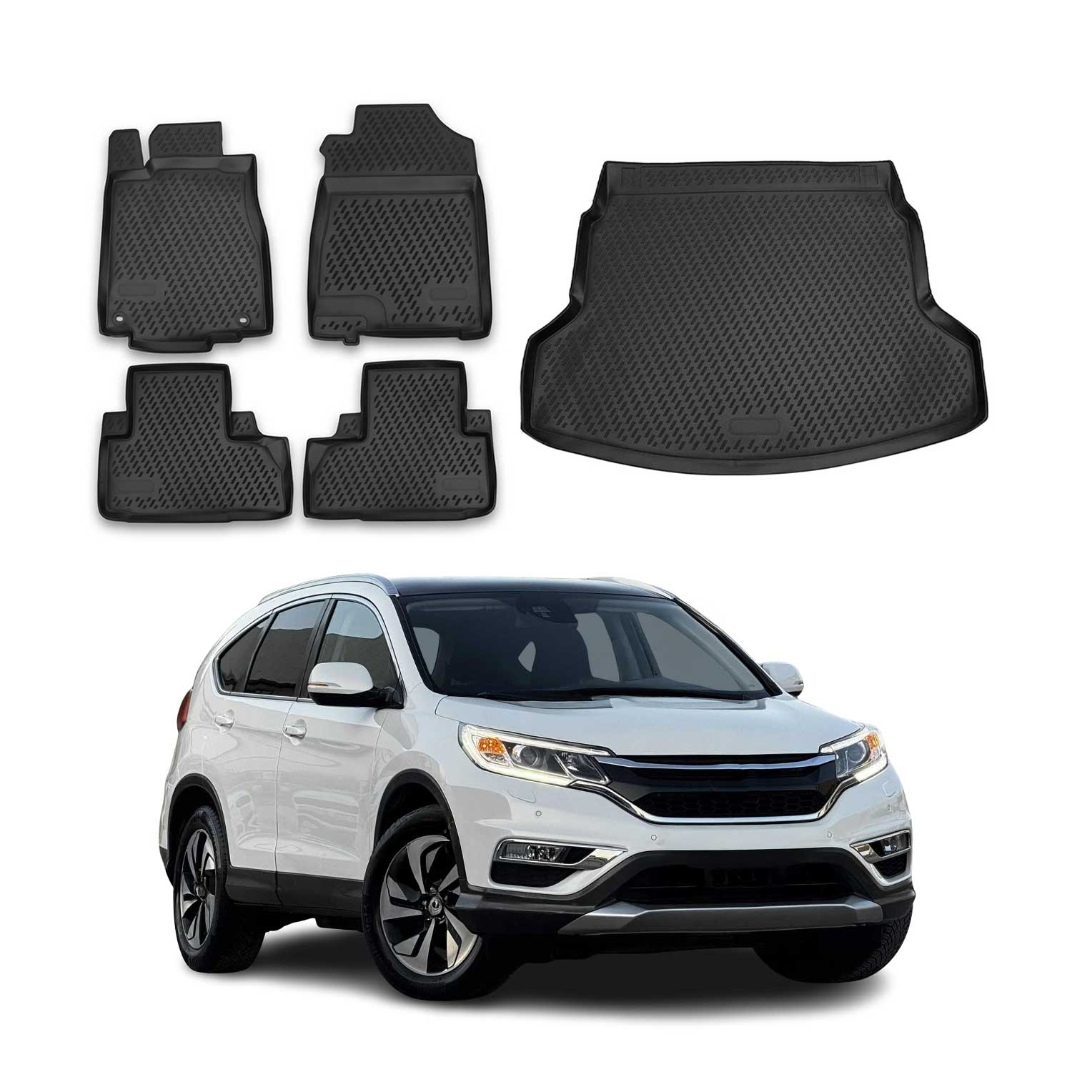 2012-2016 Honda CR-V Floor Mats & Cargo Liner Full Set All Weather Black