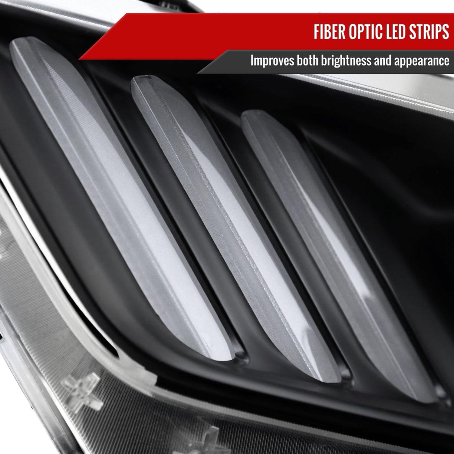 2015-2017 Ford Mustang / 18-2020 Shelby Strip LED Xenon HID Headlights Black