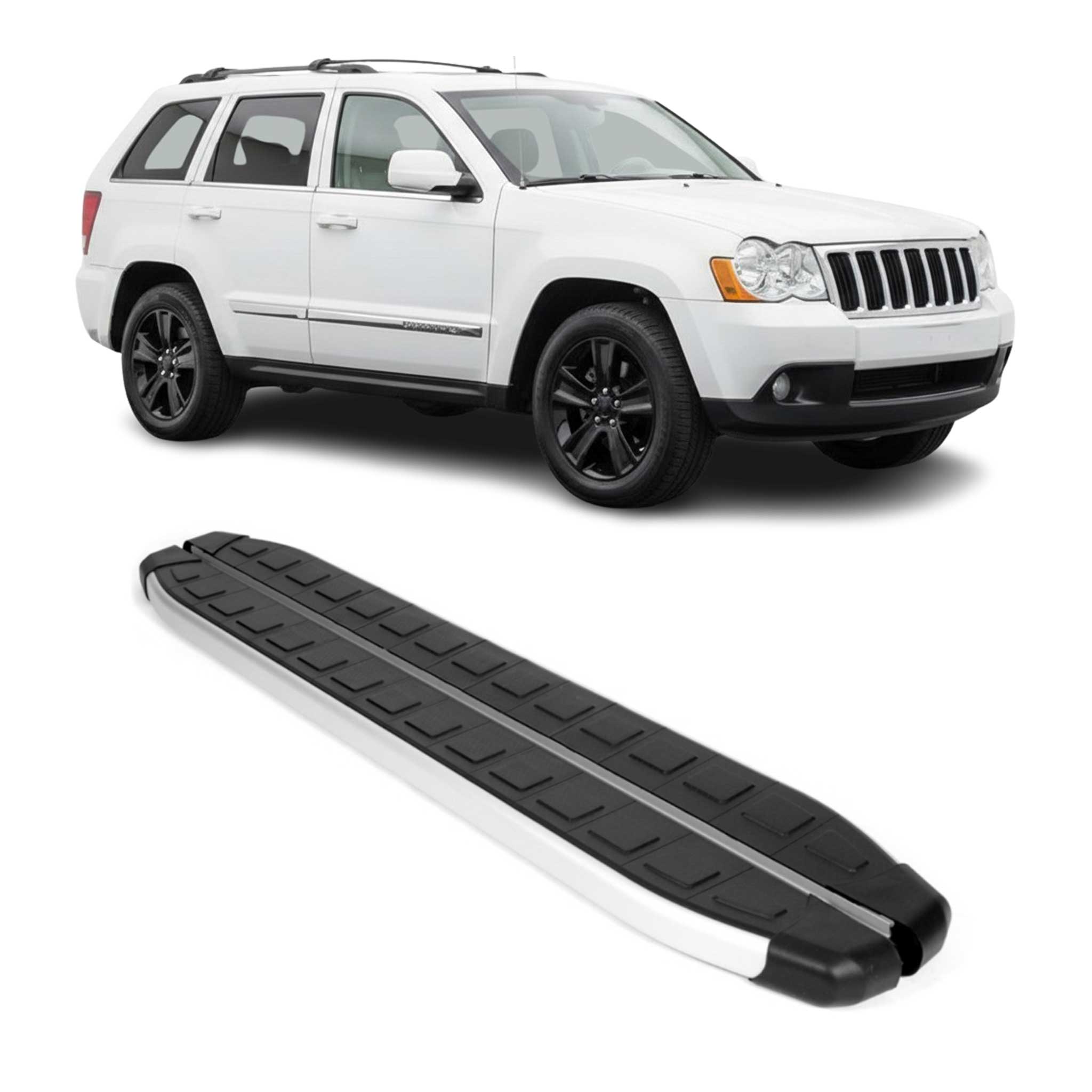2005-2010 Jeep Grand Cherokee Running Boards Side Steps Silver & Black