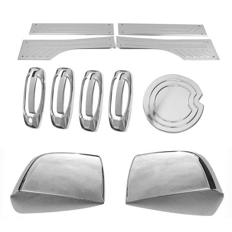 2015-2022 RAM ProMaster City Mirror Cover Caps & Door Sill Covers Chrome Set