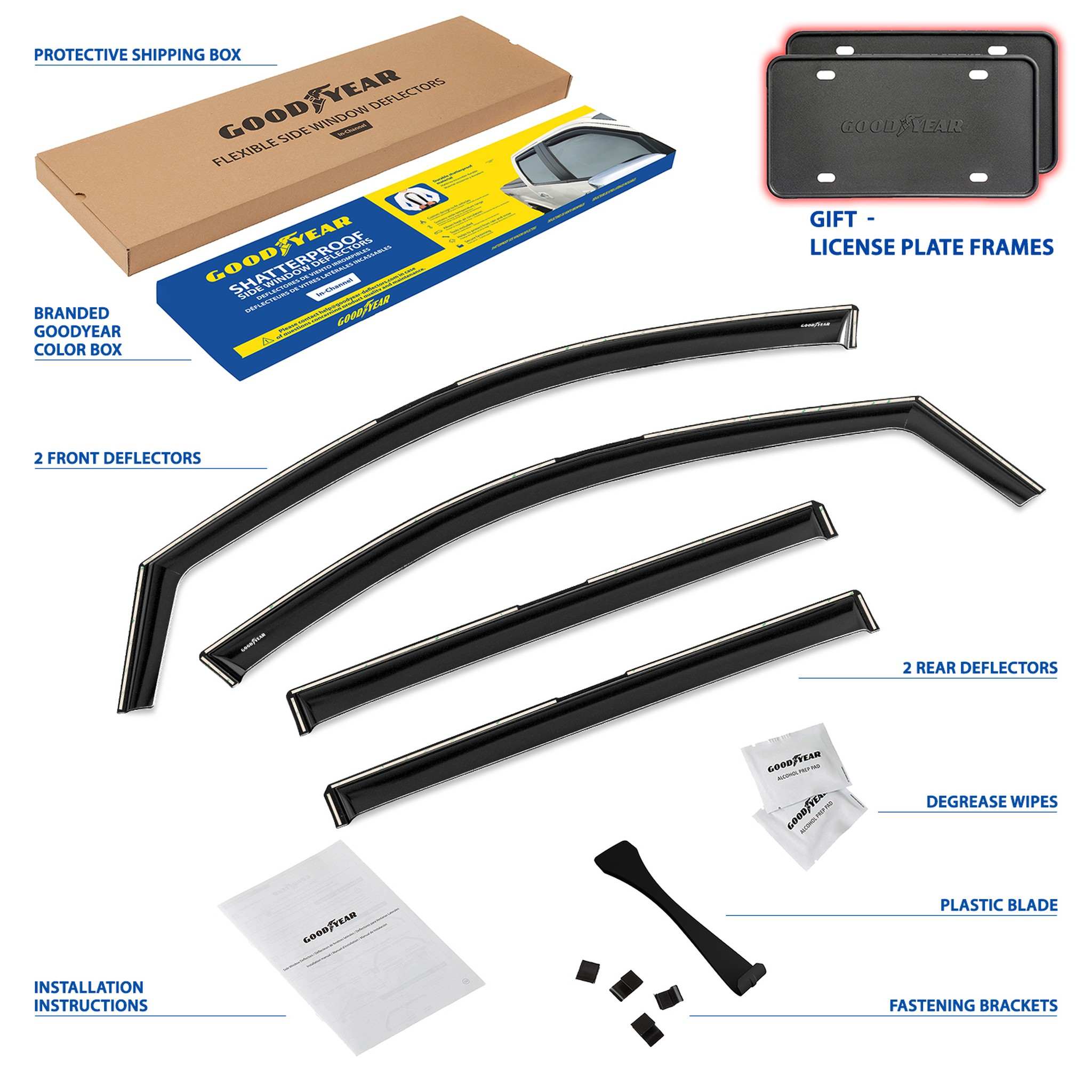 Goodyear Wind Deflectors for GMC Acadia 2024-2026 In-channel Premium Smoke 4Pcs