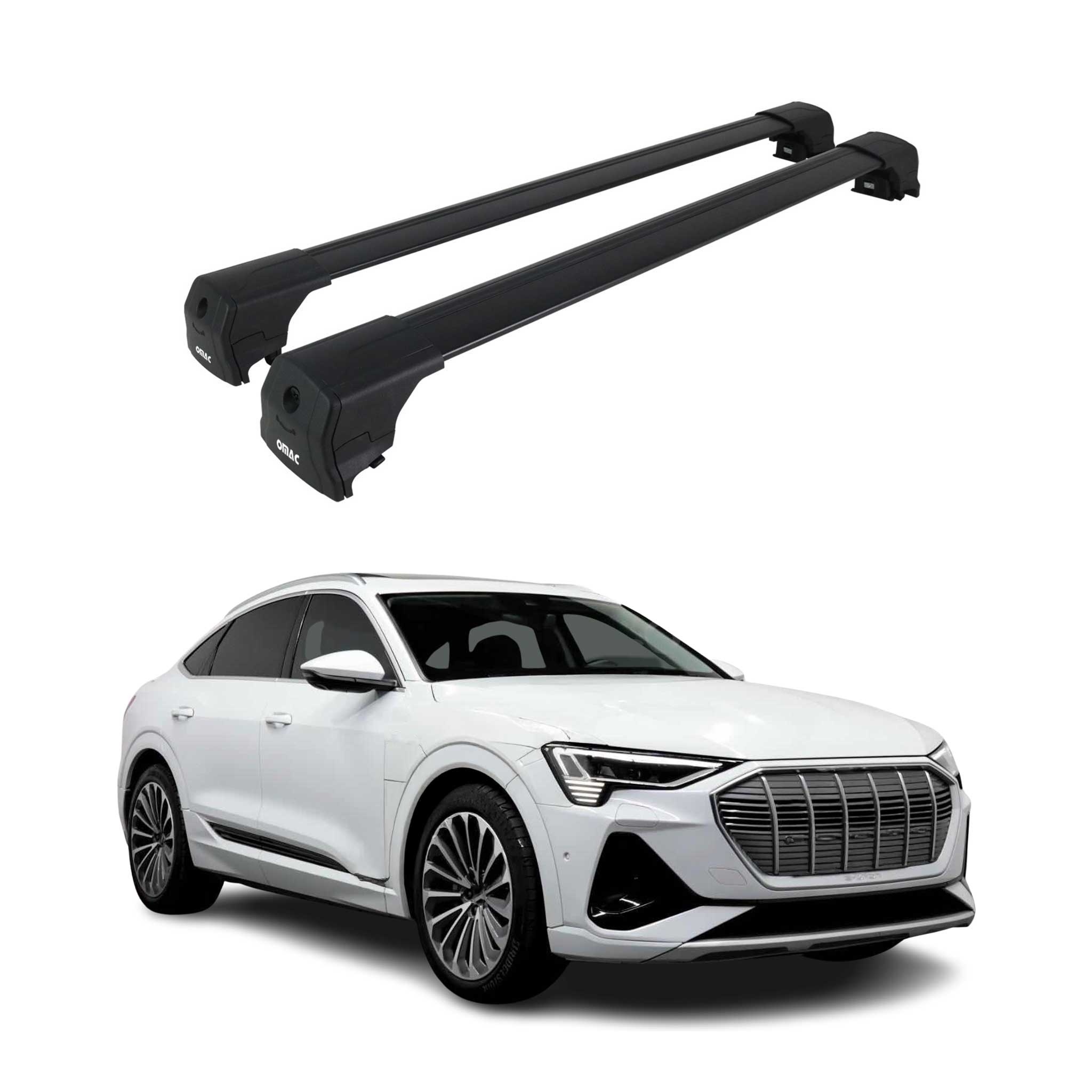 Roof Rack Cross Bars Luggage Carrier for Audi Q8 e-Tron 2024-2026 Black 2Pcs