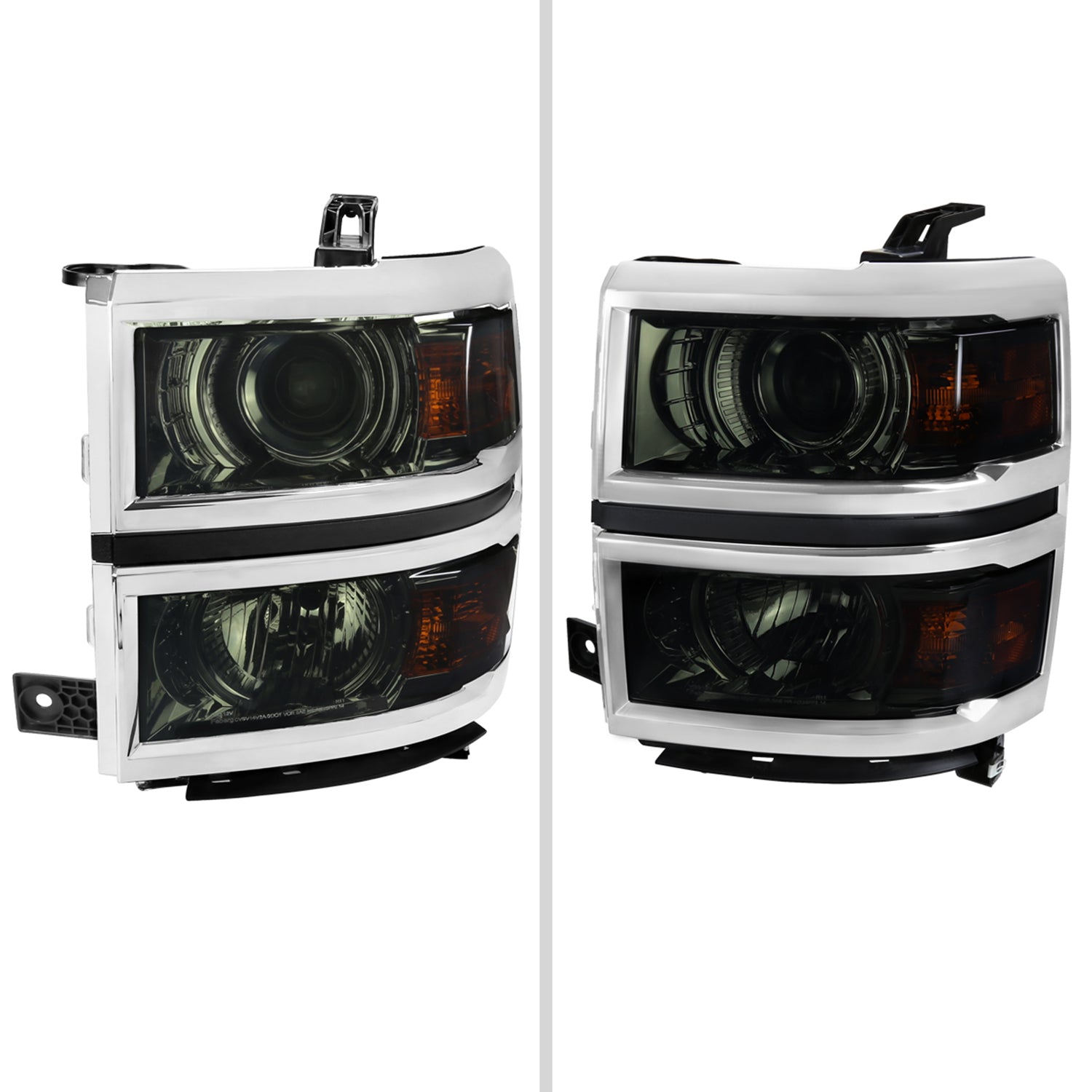 2014-2015 Chevy Silverado 1500 Projector Headlights Glossy Black/Smoke/Chrome