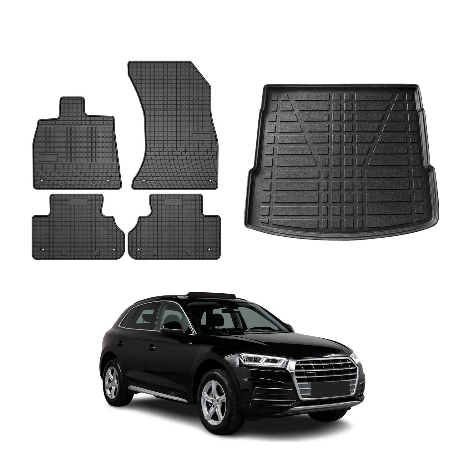 2018-2025 Audi Q5 / Q5 PHEV / SQ5 Floor Mats & Cargo Liner Full Set All Weather Black